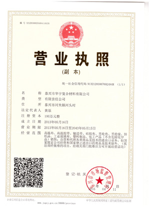 Business License of Taixing Huayu